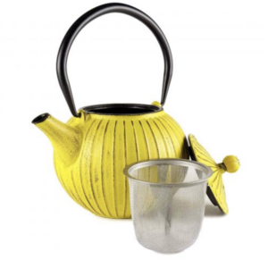 Théière fonte jaune